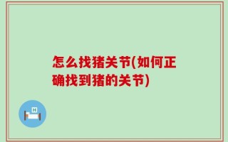 怎么找猪关节(如何正确找到猪的关节)