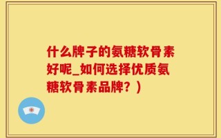 什么牌子的氨糖软骨素好呢_如何选择优质氨糖软骨素品牌？)