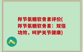 邦节氨糖软骨素评价(邦节氨糖软骨素：双倍功效，呵护关节健康)