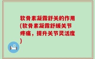 软骨素凝露舒关的作用(软骨素凝露舒缓关节疼痛，提升关节灵活度)
