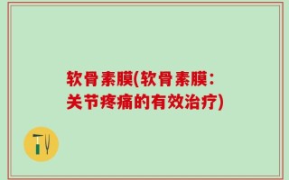 软骨素膜(软骨素膜：关节疼痛的有效治疗)