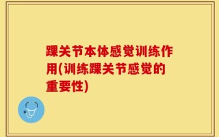踝关节本体感觉训练作用(训练踝关节感觉的重要性)