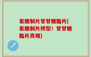 氨糖制片甘甘糖酯片(氨糖制片转型！甘甘糖酯片亮相)