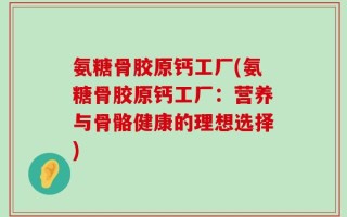 氨糖骨胶原钙工厂(氨糖骨胶原钙工厂：营养与骨骼健康的理想选择)