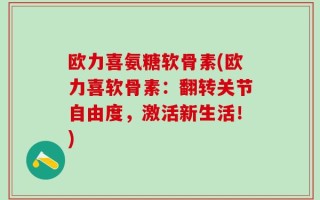 欧力喜氨糖软骨素(欧力喜软骨素：翻转关节自由度，激活新生活！)