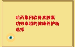 哈药集团软骨素胶囊 功效卓越的健康养护新选择