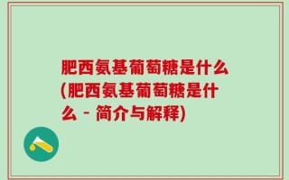 肥西氨基葡萄糖是什么(肥西氨基葡萄糖是什么 - 简介与解释)