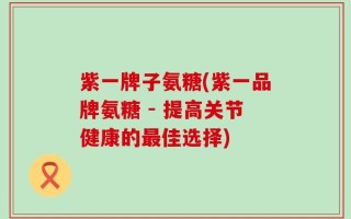 紫一牌子氨糖(紫一品牌氨糖 - 提高关节健康的最佳选择)