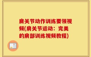 肩关节动作训练要领视频(肩关节运动：完美的肩部训练视频教程)