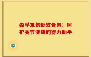 森孚来氨糖软骨素：呵护关节健康的得力助手