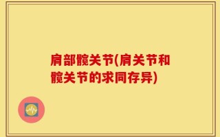 肩部髋关节(肩关节和髋关节的求同存异)