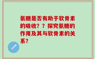 氨糖是否有助于软骨素的吸收？？探究氨糖的作用及其与软骨素的关系？
