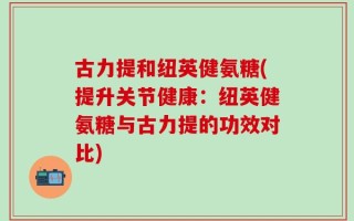 古力提和纽英健氨糖(提升关节健康：纽英健氨糖与古力提的功效对比)