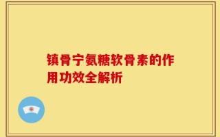 镇骨宁氨糖软骨素的作用功效全解析