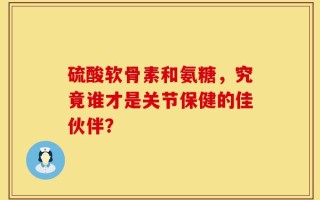 硫酸软骨素和氨糖，究竟谁才是关节保健的佳伙伴？