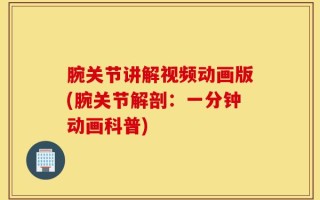 腕关节讲解视频动画版(腕关节解剖：一分钟动画科普)