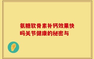 氨糖软骨素补钙效果快吗关节健康的秘密与