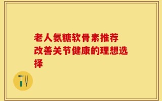 老人氨糖软骨素推荐 改善关节健康的理想选择
