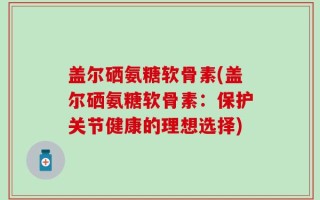 盖尔硒氨糖软骨素(盖尔硒氨糖软骨素：保护关节健康的理想选择)