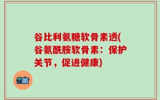 谷比利氨糖软骨素透(谷氨酰胺软骨素：保护关节，促进健康)