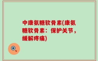 中康氨糖软骨素(康氨糖软骨素：保护关节，缓解疼痛)