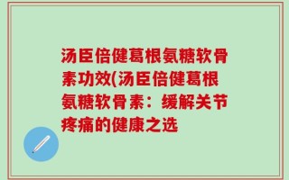 汤臣倍健葛根氨糖软骨素功效(汤臣倍健葛根氨糖软骨素：缓解关节疼痛的健康之选