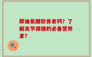 郎迪氨糖软骨素钙？了解关节保健的必备营养素？