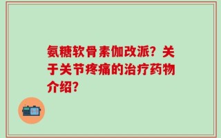 氨糖软骨素伽改派？关于关节疼痛的治疗药物介绍？