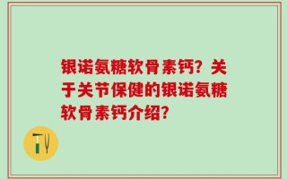 银诺氨糖软骨素钙？关于关节保健的银诺氨糖软骨素钙介绍？