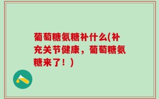 葡萄糖氨糖补什么(补充关节健康，葡萄糖氨糖来了！)
