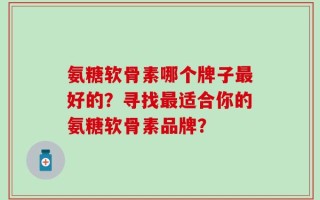 氨糖软骨素哪个牌子最好的？寻找最适合你的氨糖软骨素品牌？