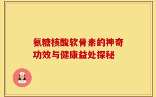 氨糖核酸软骨素的神奇功效与健康益处探秘