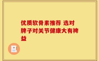 优质软骨素推荐 选对牌子对关节健康大有裨益