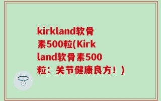 kirkland软骨素500粒(Kirkland软骨素500粒：关节健康良方！)