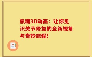 氨糖3D动画：让你见识关节修复的全新视角与奇妙旅程!