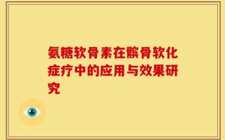 氨糖软骨素在髌骨软化症疗中的应用与效果研究