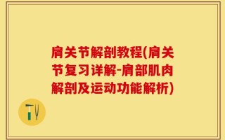 肩关节解剖教程(肩关节复习详解-肩部肌肉解剖及运动功能解析)