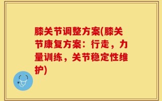 膝关节调整方案(膝关节康复方案：行走，力量训练，关节稳定性维护)
