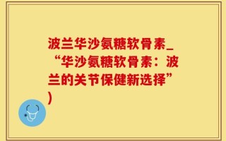 波兰华沙氨糖软骨素_“华沙氨糖软骨素：波兰的关节保健新选择”)