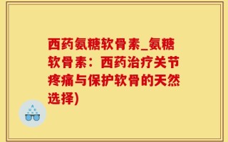 西药氨糖软骨素_氨糖软骨素：西药治疗关节疼痛与保护软骨的天然选择)
