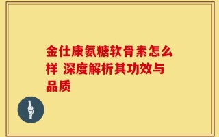 金仕康氨糖软骨素怎么样 深度解析其功效与品质