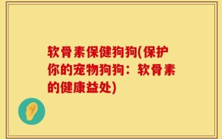 软骨素保健狗狗(保护你的宠物狗狗：软骨素的健康益处)