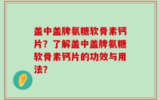 盖中盖牌氨糖软骨素钙片？了解盖中盖牌氨糖软骨素钙片的功效与用法？