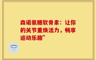 森诺氨糖软骨素：让你的关节重焕活力，畅享运动乐趣”
