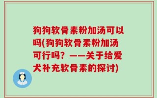 狗狗软骨素粉加汤可以吗(狗狗软骨素粉加汤可行吗？——关于给爱犬补充软骨素的探讨)