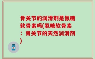 骨关节的润滑剂是氨糖软骨素吗(氨糖软骨素：骨关节的天然润滑剂)