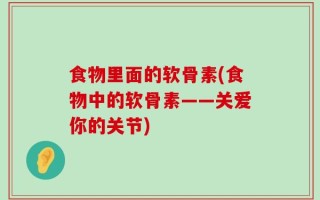 食物里面的软骨素(食物中的软骨素——关爱你的关节)