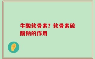 牛酸软骨素？软骨素硫酸钠的作用