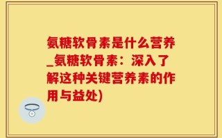 氨糖软骨素是什么营养_氨糖软骨素：深入了解这种关键营养素的作用与益处)