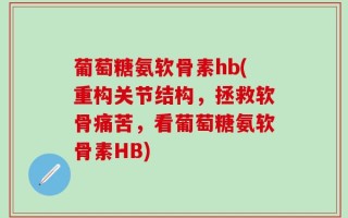 葡萄糖氨软骨素hb(重构关节结构，拯救软骨痛苦，看葡萄糖氨软骨素HB)